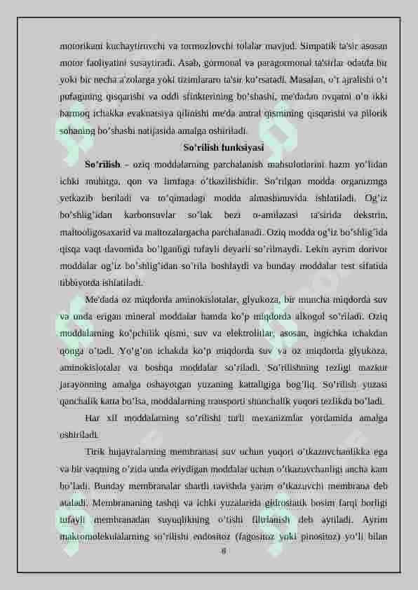 Hazm tizimi filogenezi va buzilishlari 8