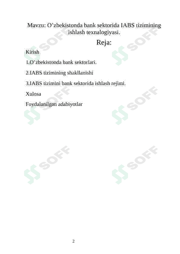 O'zbekistonda bank sektorida IABS tizimining ishlash texnalogiyasi. 2