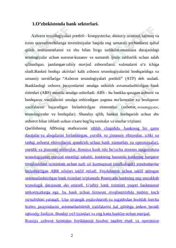 O'zbekistonda bank sektorida IABS tizimining ishlash texnalogiyasi. 4