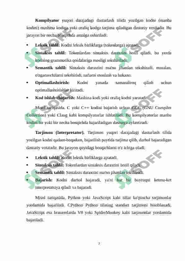 Dasturlar ishlab chiqishda IDE muhitlari 7