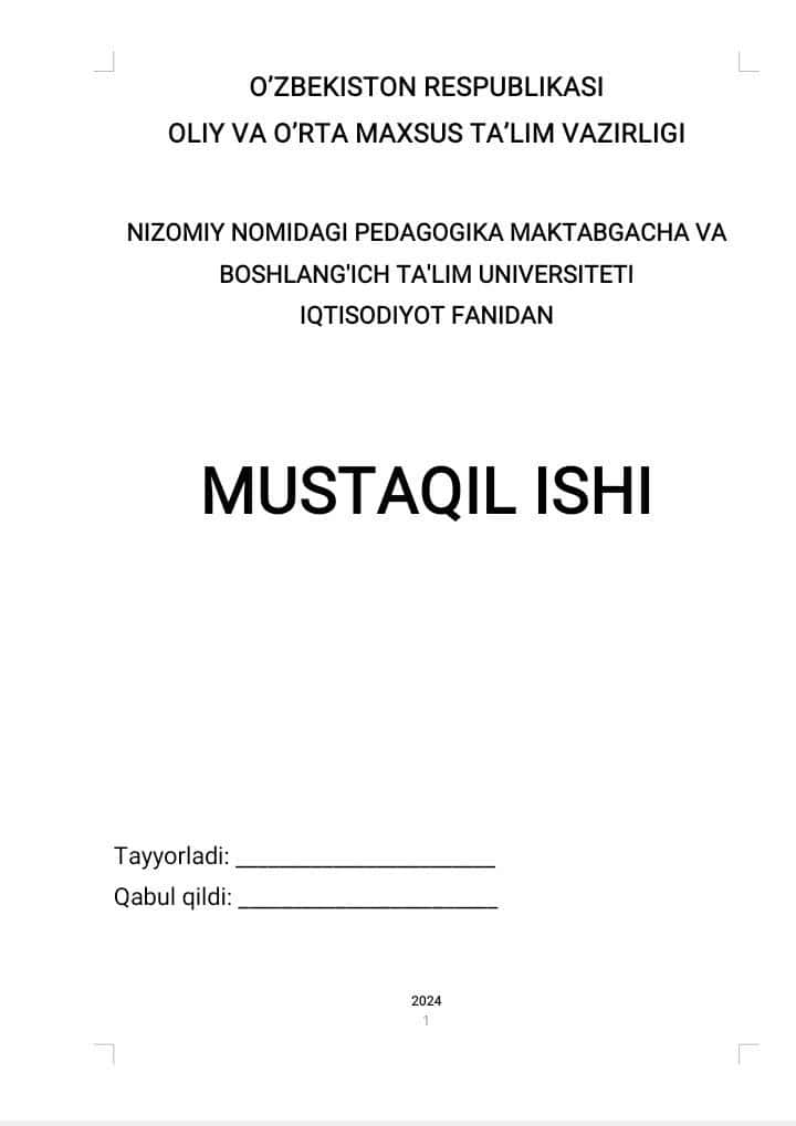 Mexnat bozorini tartibga solish va boshqarish mistaqil ish 1