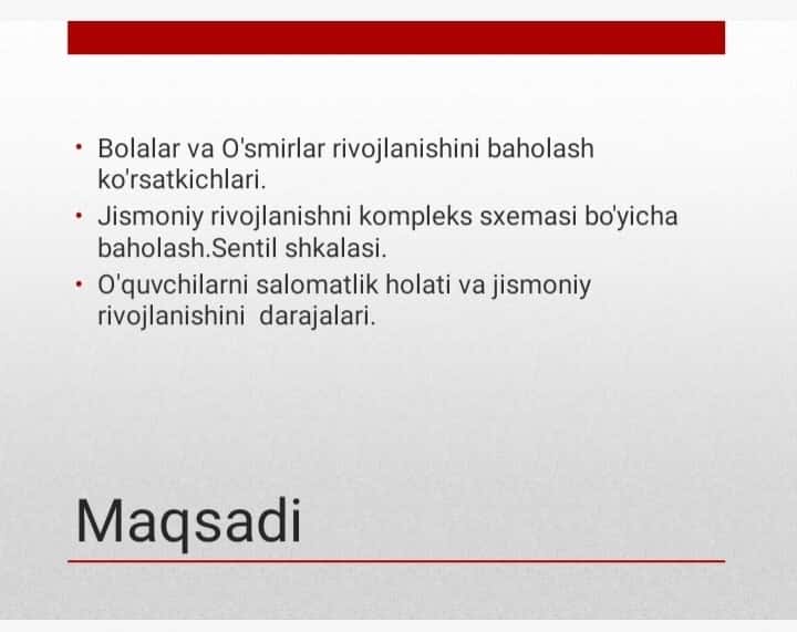 Bolalar jismoniy ribojlanish baxolsh mezoni 2