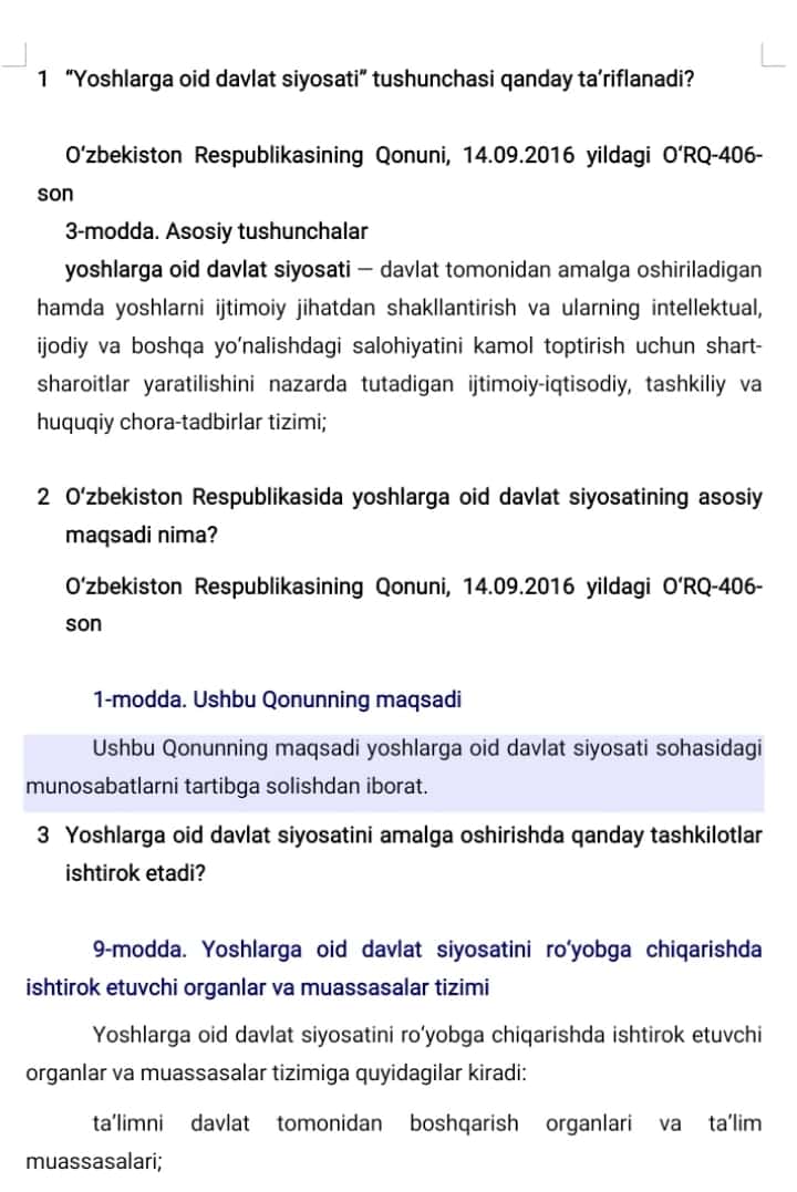Argos test Yoshlar yetakchisi 1