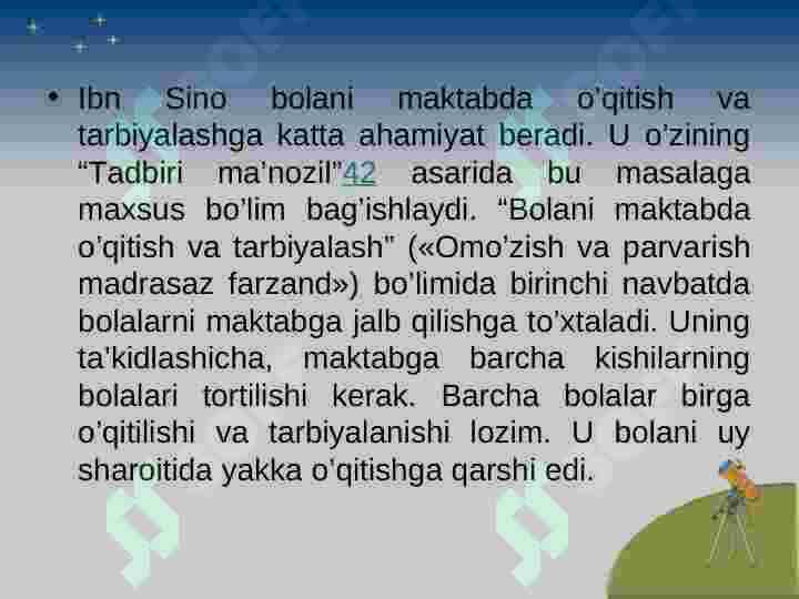 Ibn Sinoning asariy faoliyatiga oid asarlar annotasiyasini tuzish 5