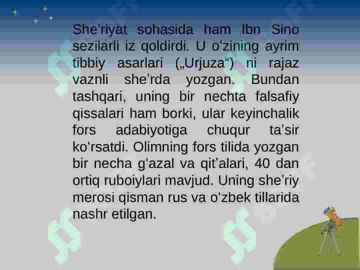 Ibn Sinoning asariy faoliyatiga oid asarlar annotasiyasini tuzish 7