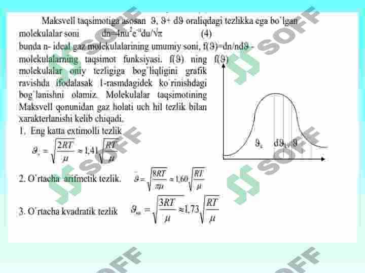Ideal gaz molekulalarining tezligi va energiyasi bo'yicha taqsimoti 3