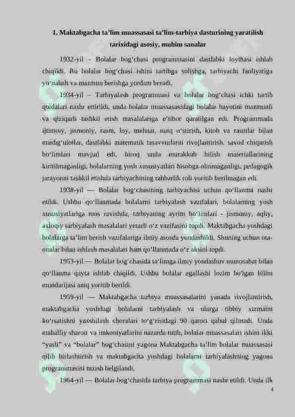 O'zbekistonda maktabgacha ta'limning vujudga kelishi va taraqqiyot bosqichlari 4