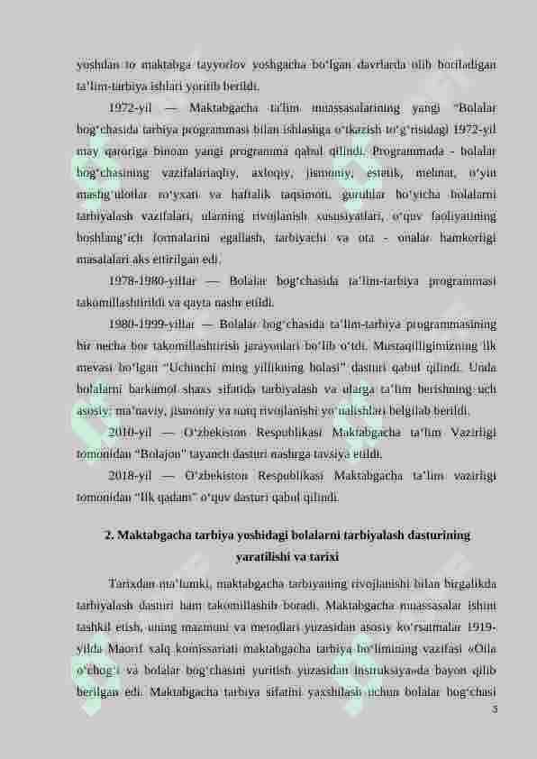 O'zbekistonda maktabgacha ta'limning vujudga kelishi va taraqqiyot bosqichlari 5