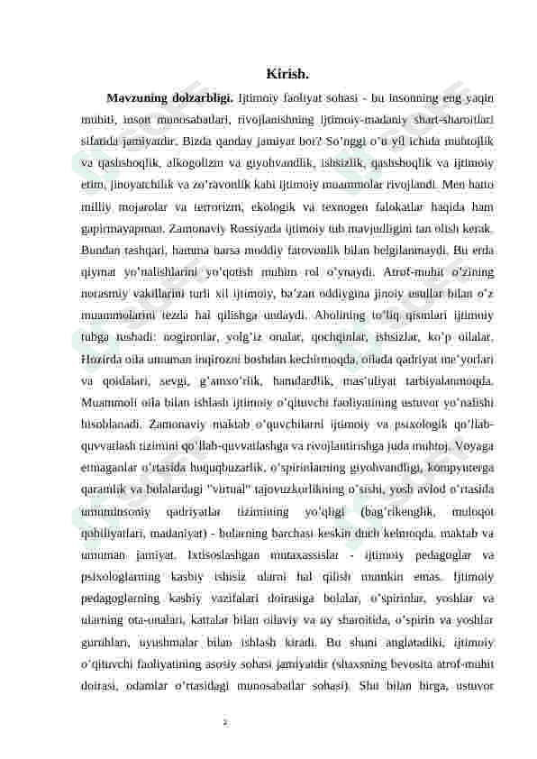 Ijtimoiy pedagogik faoliyat mazmuni va uni amalga oshirish mavzusidagi 3