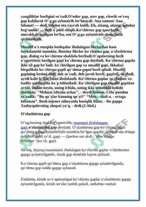 Ko'chirma va qo'shma gaplar tushunchasi 3