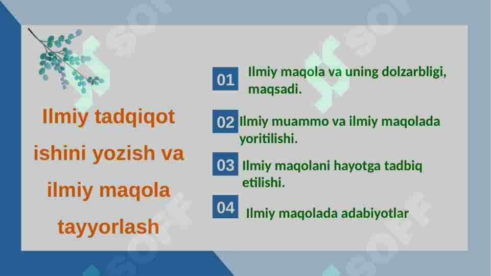 Ilmiy tadqiqot ishini yozish va ilmiy maqola tayyorlash