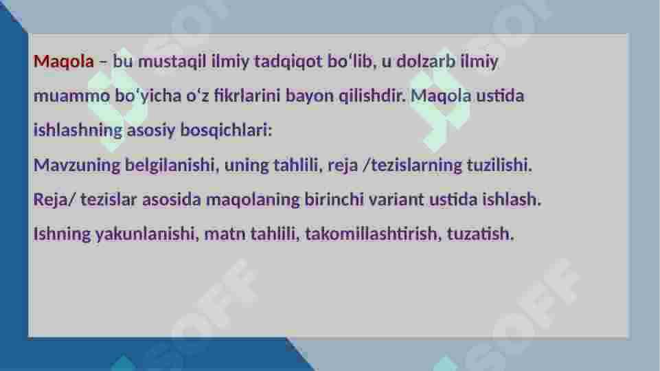 Ilmiy tadqiqot ishini  yozish va ilmiy maqola tayyorlash 2