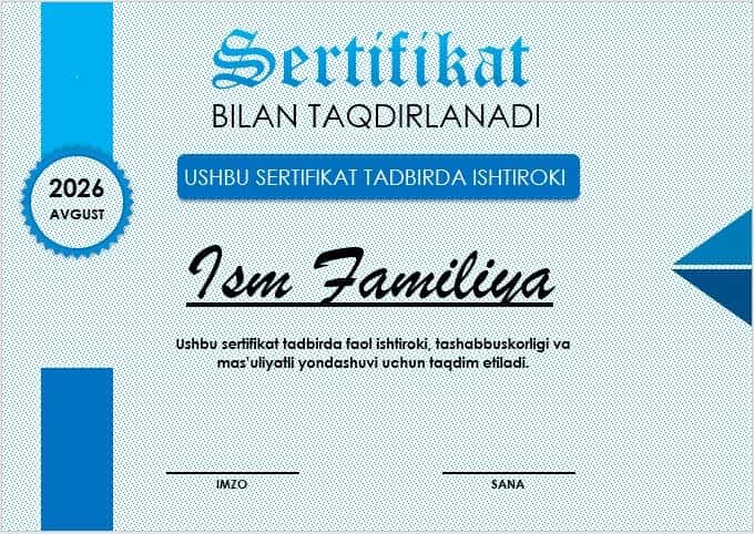 Sertifikat, Certificate, Сертификат 1