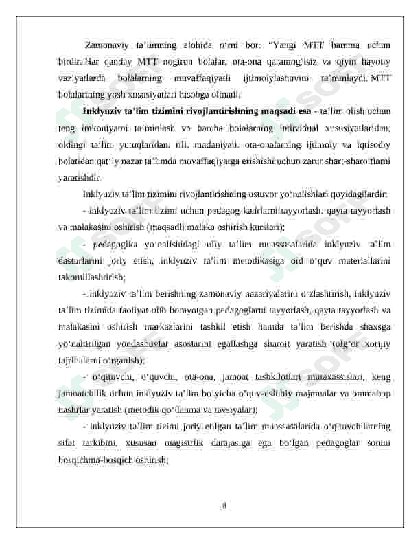 INKLYUZIV TA’LIMDA PEDAGOGLAR BILAN HAMKORLIK 8