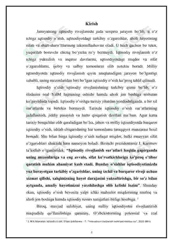 Iqtisodiy o'sishning hozirgi zamon shakli va uning yangicha sifati 3