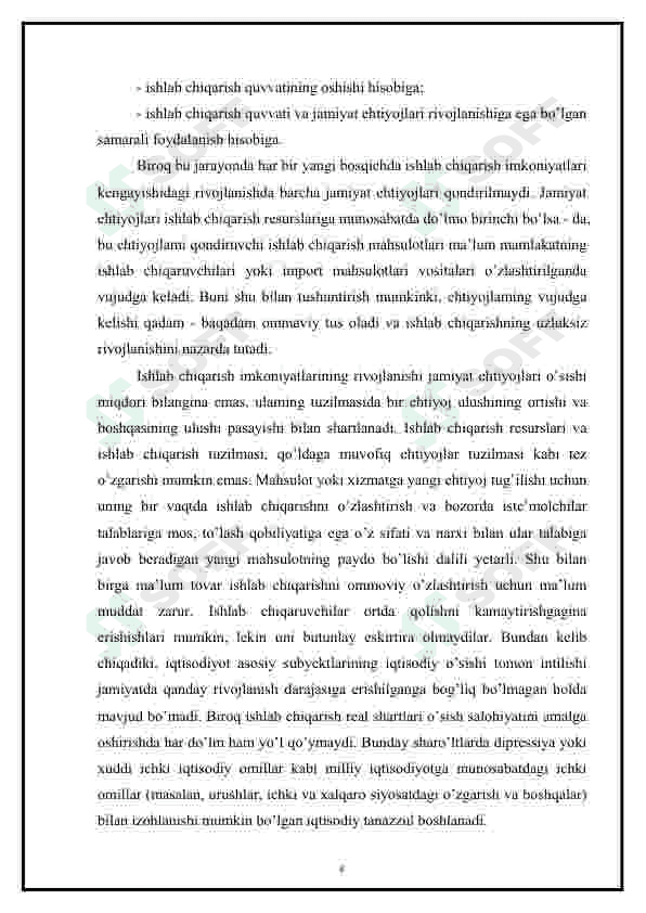 Iqtisodiy o'sishning hozirgi zamon shakli va uning yangicha sifati 7