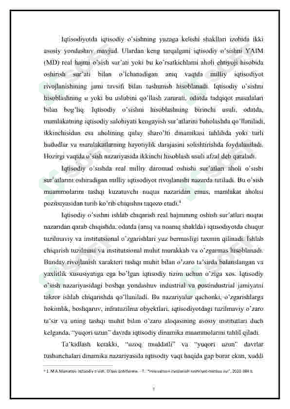 Iqtisodiy o'sishning hozirgi zamon shakli va uning yangicha sifati 8