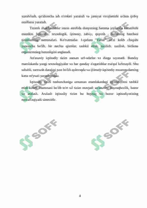 Iqtisodiy tizim modellari. 4