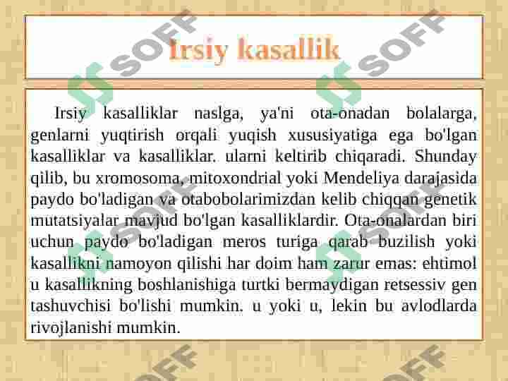 Irsiy kasalliklar 3