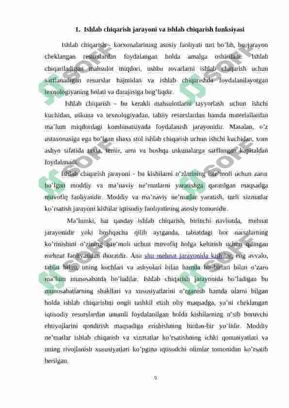 Ishlab chiqarish nazariyasi 5