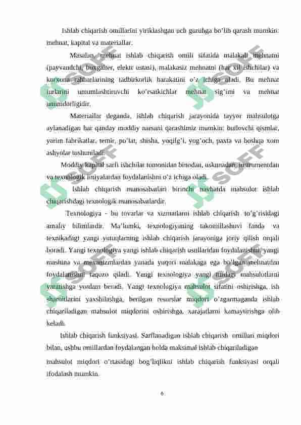 Ishlab chiqarish nazariyasi 6
