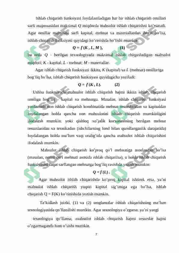 Ishlab chiqarish nazariyasi 7