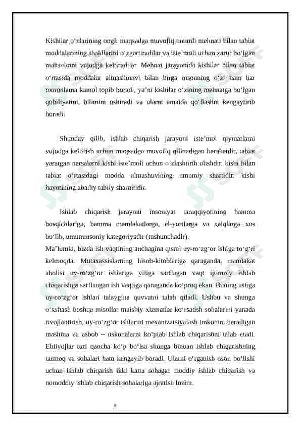 Ishlab chiqarish omillar, ularning o’zaro ta’siri va rivojlanishi 6