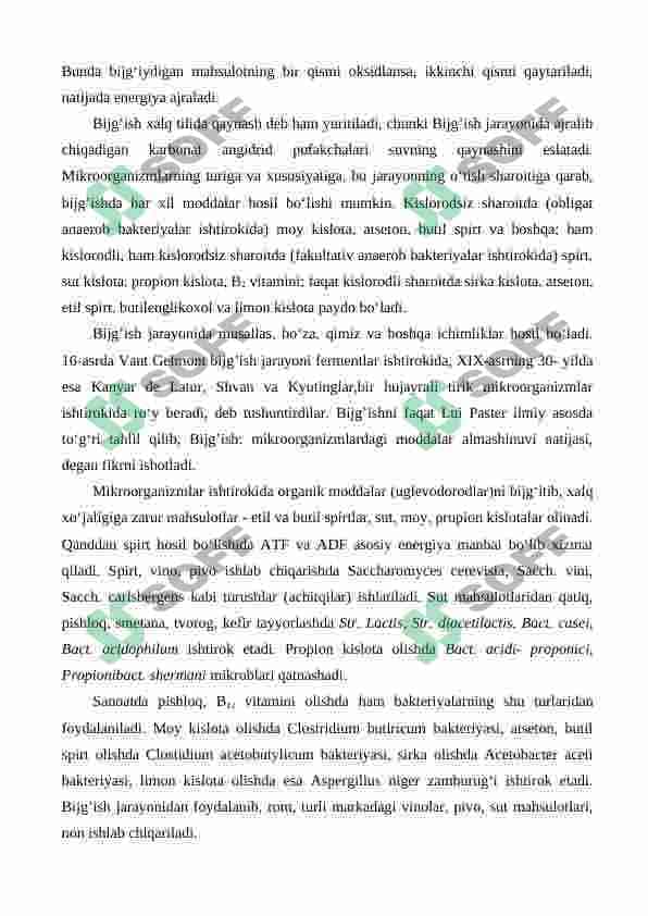 BIJG’ISH JARAYONLARI. ULARNING TABIATDAGI VA OZIQ-OVQAT SANOATIDAGI AHAMIYATINI TADQIQ QILISH 2