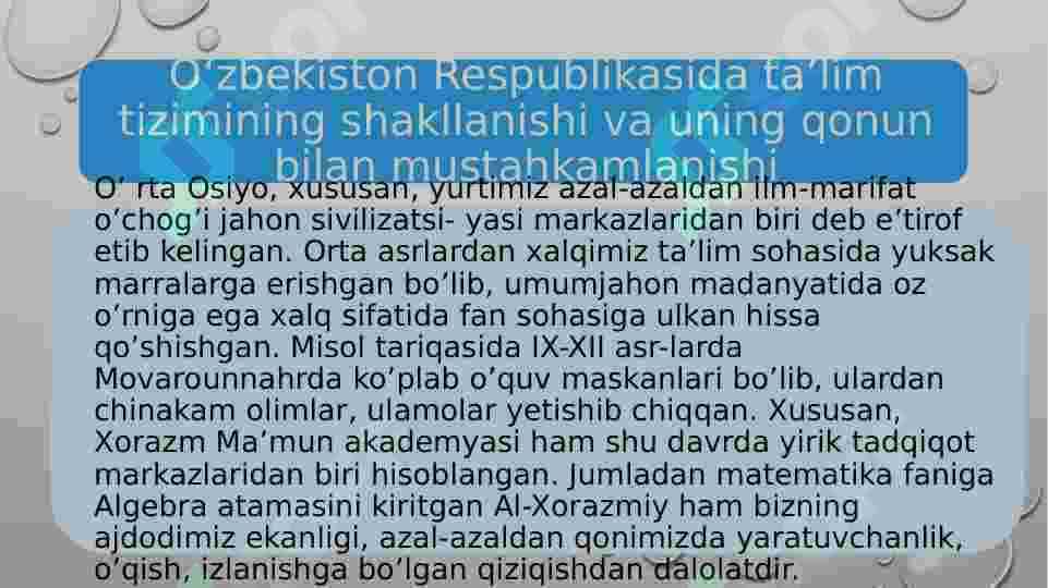 Oʻzbekistonda taʼlim sohasidagi Islohotlar 2