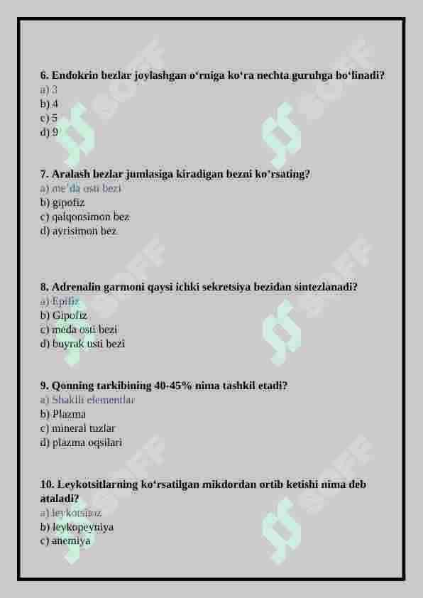 Inklyuziv ta`lim. Gospital pedagogika fanidan test 2