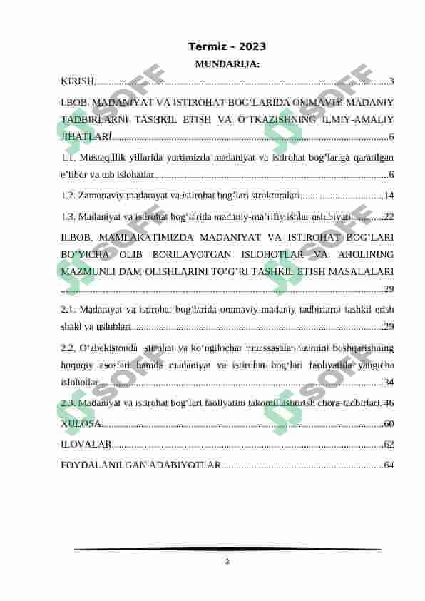 MADANIYAT VA ISTIROHAT BOG’LARIDA ZAMONAVIY ISH USLUBIYATI 2