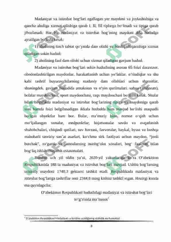 MADANIYAT VA ISTIROHAT BOG’LARIDA ZAMONAVIY ISH USLUBIYATI 8