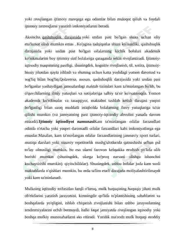 Ijtimoiy-iqtisodiyotning jamiyat hayotidagi o'rni 8