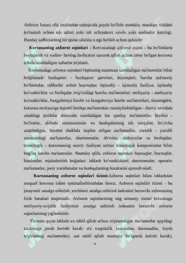 Korxona misolida axborot tizimini loyihalash 6