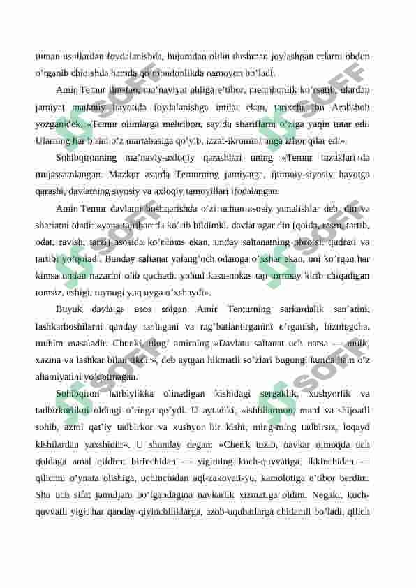 Shaxs tarbiyasida Amir Temur o'gitlaridan foydalanish 5