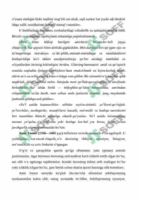 Shaxs tarbiyasida Amir Temur o'gitlaridan foydalanish 6