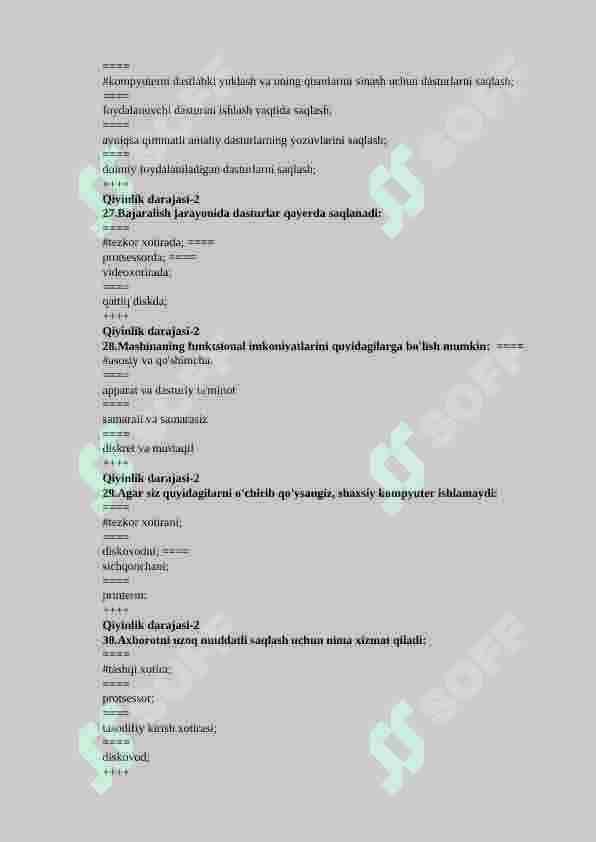 informatika fanidan 150 talik test javoblari bilan 7
