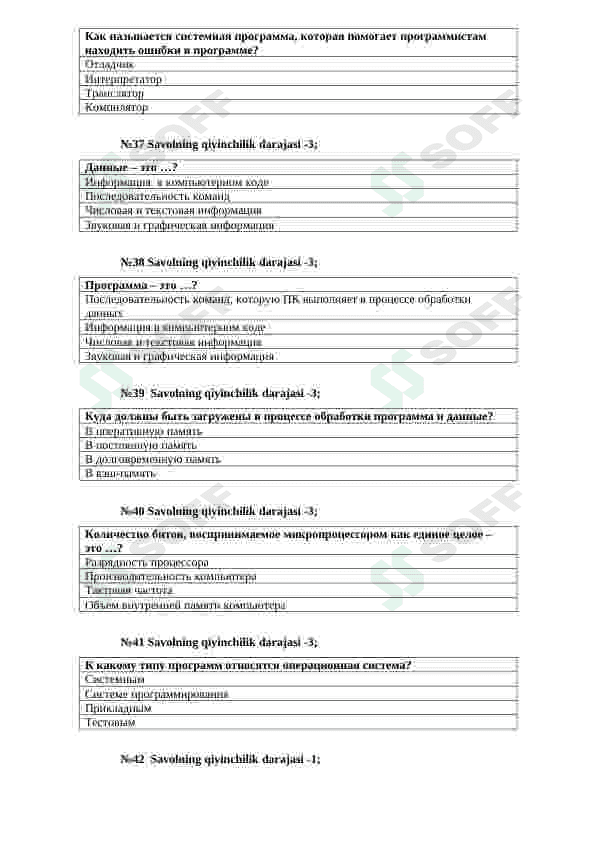 "Kompyuter arxitekturasi" fanidan testlar (rus tilida) 7