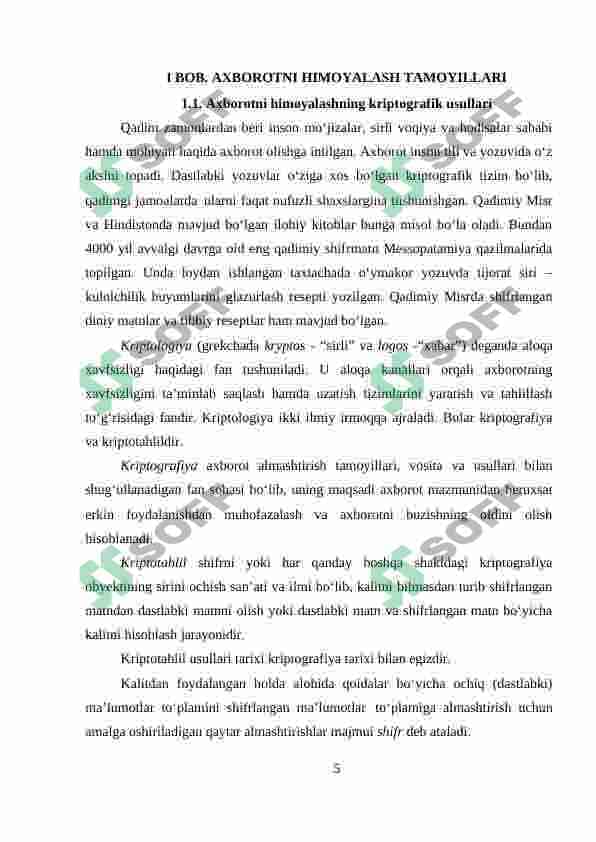 IDEA simmetrik blokli shifrlash algoritmini takomillashtirish 5