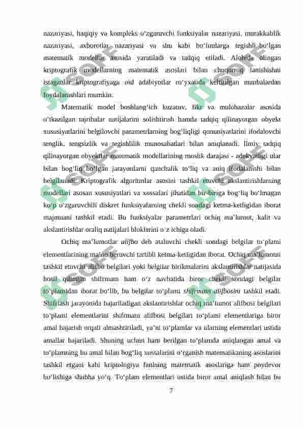 IDEA simmetrik blokli shifrlash algoritmini takomillashtirish 7