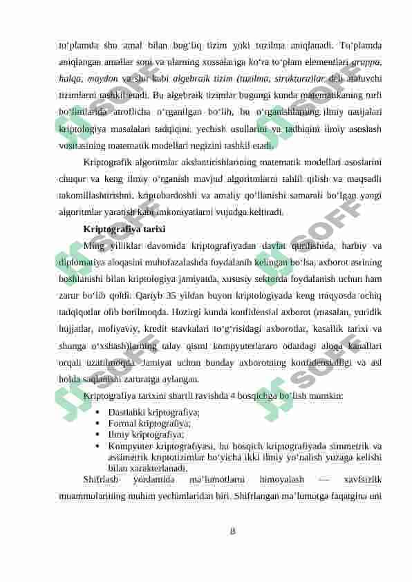 IDEA simmetrik blokli shifrlash algoritmini takomillashtirish 8