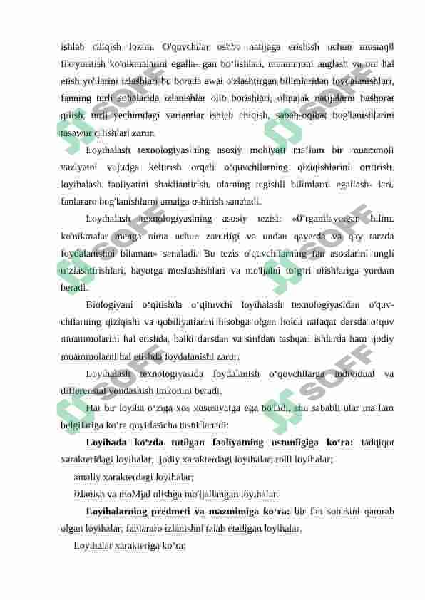 Loyihalash texnologiyasi orqali biologiya darslarini tashkil etish 7