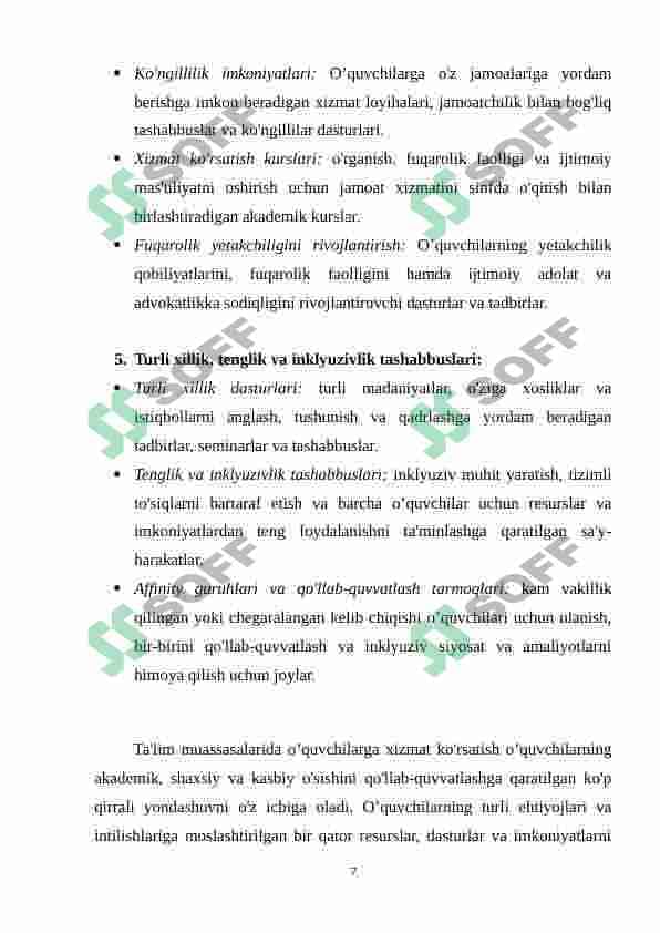 Oʻquvchilarga servis xizmati yoʻnalishi boʻyicha amaliy  mashgʻulotni oʻtish uslubini ishlab chiqish 7