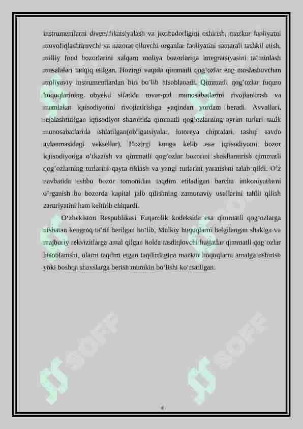 Qimmatli qog’oz turlari, uning bozori va ishtirokchilari 4