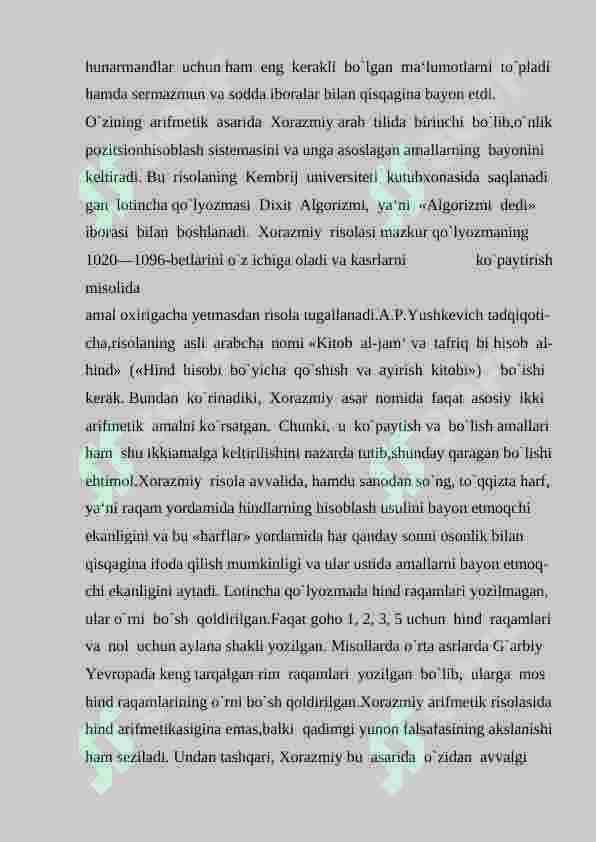 ”Boshlang`ich 	sinflarda matemtilani o'qitishda tarixiy elementlarini o`rgatish metodikasi.” 8