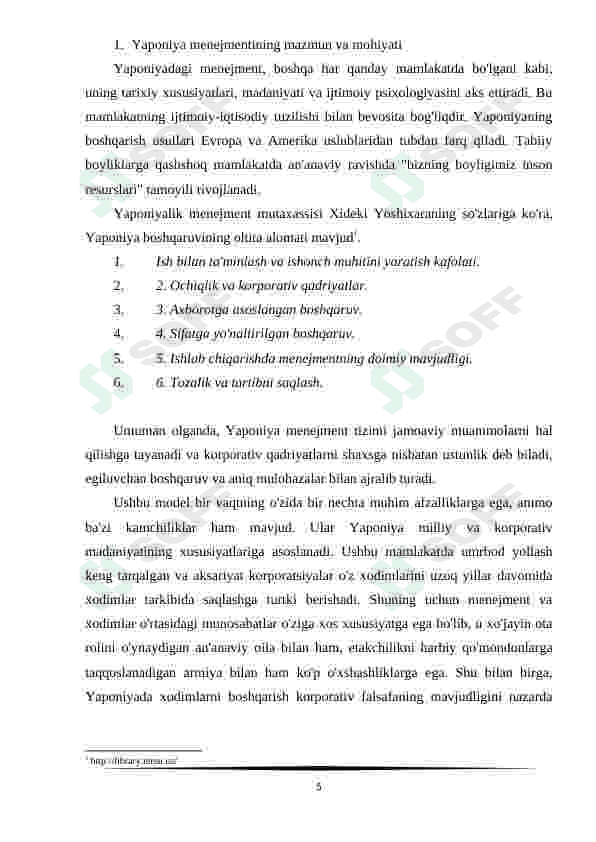 Menejmentning Yapon modeli va uning mazmuni 5