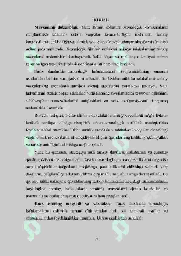 Tarix darslarida xronologik koʻnikmalarni shakllantirish usullari. 3