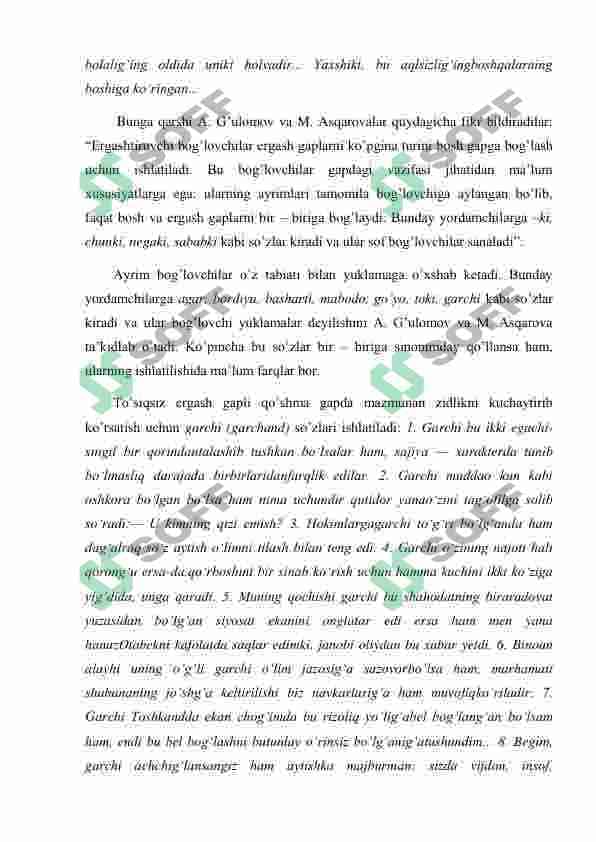 ERGASHTIRUVCHI BOG’LOVCHI VA YUKLAMALAR 7