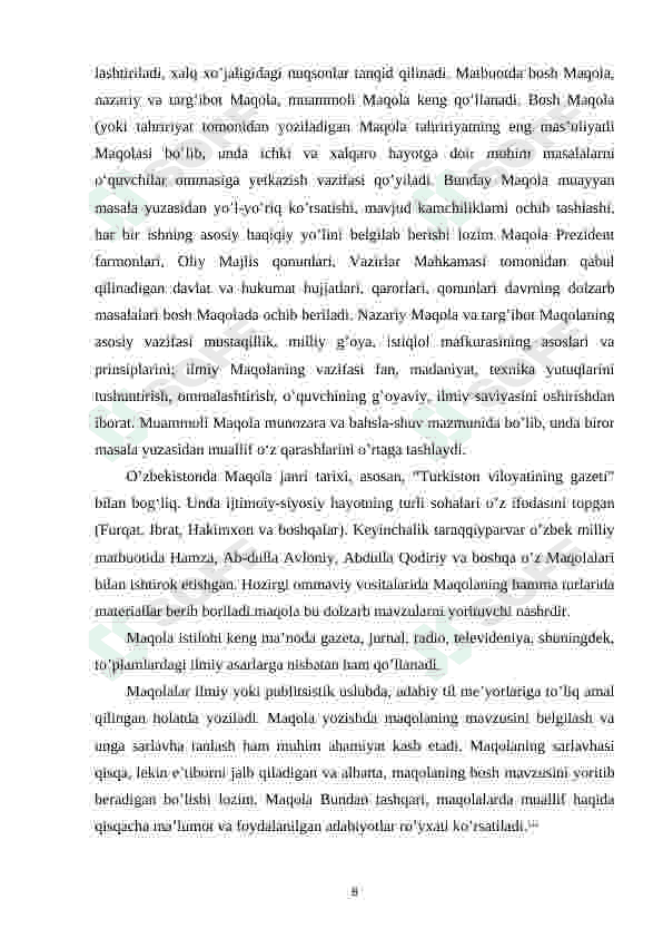 Ochiq axborot resusrlarining maqola joylashtirish bo’yicha web ilovasini yaratish 8