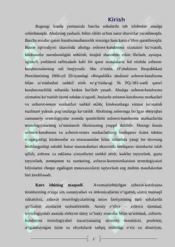 Avtomatlashtirilgan axborot kutubxona tizimlari 2